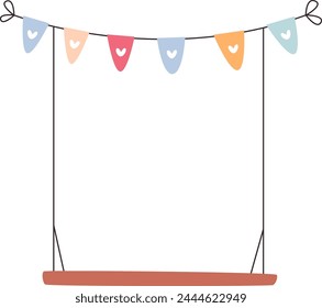 Swing With Flags Ribbon Vector Illustration