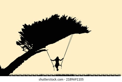 Swing girls in the summer ride, relax, summer, girl on the swing