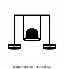 Swing hanging on ropes icon. Black silhouette. Front view. Vector simple flat graphic illustration. Isolated object on a white background. Isolate.