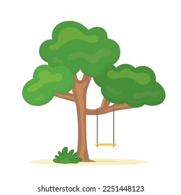 swing hanging from the tree- vector illustration