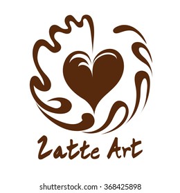 Swing Heart Coffee Latte art Logo, Icon, Symbol with white background