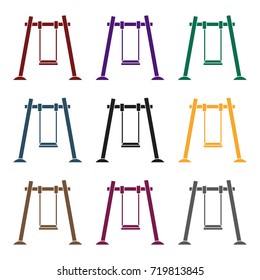 Swing icon in black style isolated on white background. Play garden symbol stock vector illustration.