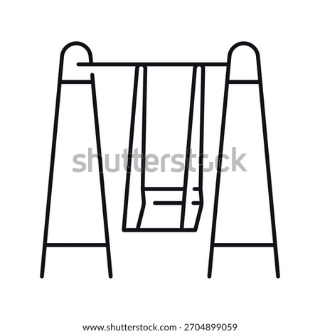 A swing icon with clean lines, perfect for play areas and outdoor garden seating.