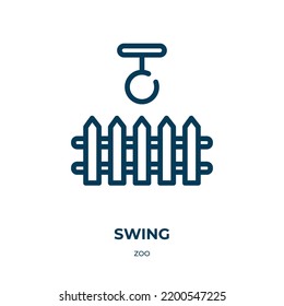 Swing icon. Linear vector illustration from zoo collection. Outline swing icon vector. Thin line symbol for use on web and mobile apps, logo, print media.