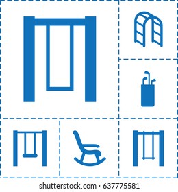 Swing icon. set of 6 swing filled icons such as swing, playground ladder, golf putter