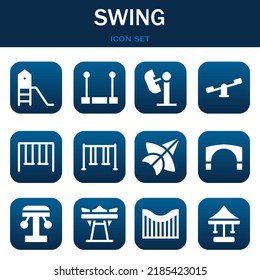 swing icon set. Vector  illustrations related with Playground, Trapeze and Amusement park