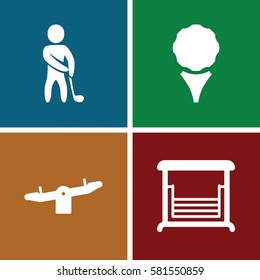 swing icons set. Set of 4 swing filled icons such as swing, golf player