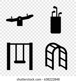 Swing icons set. set of 4 swing filled icons such as swing, playground ladder