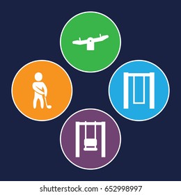 Swing icons set. set of 4 swing filled icons such as swing