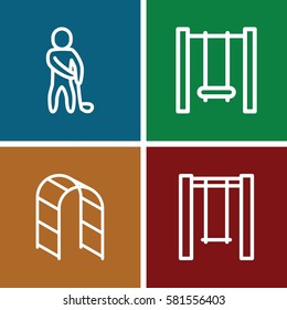 swing icons set. Set of 4 swing outline icons such as swing, playground ladder