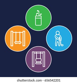 Swing icons set. set of 4 swing outline icons such as swing, golf player