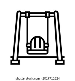 swing kindergarten line icon vector. swing kindergarten sign. isolated contour symbol black illustration