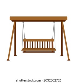 Swing for kindergarten or park, playground, yard. Icon for a game, website, app about children, childhood, parenting. Vector flat illustration, cartoon style.