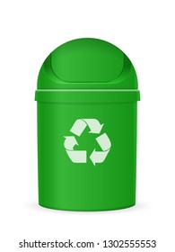 Swing lid trash can on a white background. Vector illustration.