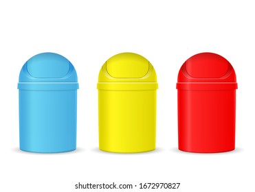 Bañeras de basura de la tapa de inclinación sobre un fondo blanco. Ilustración vectorial.