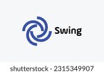 Swing logo blue color minimalist concept for business and industry