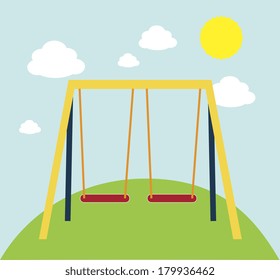 swing on a park over white background vector illustration