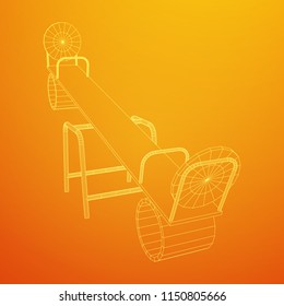 Swing on the playground vector. Seesaw or wooden balance scale. Wireframe low poly mesh vector illustration