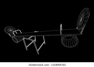 Swing on the playground vector. Seesaw or wooden balance scale. Wireframe low poly mesh vector illustration