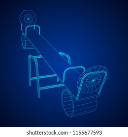 Swing on the playground vector. Seesaw or wooden balance scale. Wireframe low poly mesh vector illustration