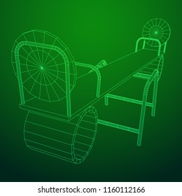 Swing on the playground vector. Seesaw or wooden balance scale. Wireframe low poly mesh vector illustration