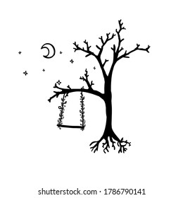 swing on the tree at the night
