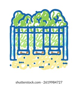 swing park doodle icon sketch vector. swing park sign. isolated symbol illustration