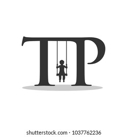 Swing Play And Letter T P Vector Logo.