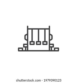 Symbol für die Linie des Schauspielplatzes. lineares Stilzeichen für mobiles Konzept und Webdesign. Kinderspielplatz umreißt Vektorsymbol. Symbol, Logo-Abbildung. Vektorgrafik
