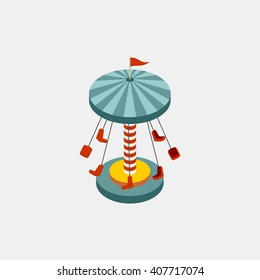 swing ride amusements park isometric design. abstract isolated vector illustration.