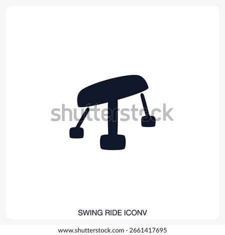 Swing Ride Icon solid vector icon with a bold, minimal design. Suitable for presentations, websites, apps, infographics, and various digital or print projects.