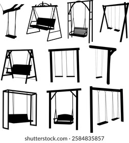 swing set silhouette on white background vector