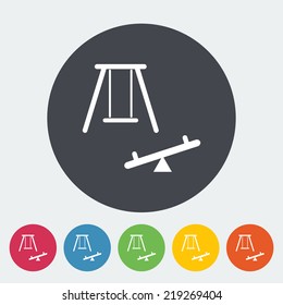 Swing. Single flat icon on the button. Vector illustration.