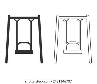 Swing. Single flat line icon set on white background. Vector illustration