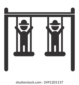icono de los niños del swing, Ilustración vectorial plana sobre fondo blanco