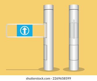 Swing turnstile, Security system. Metal turnstile to block the passage without permission or identification