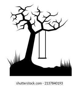 
Swing under trees and meadows