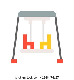 Swing vector icon, amusement park related flat design