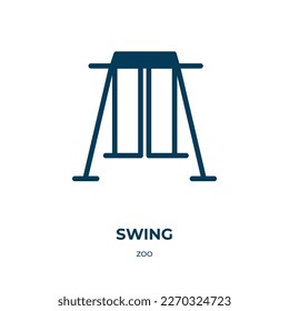 icono del vector de oscilación. oscilación, deporte, jugar íconos rellenos del concepto de zoológico plano. Icono de glifo negro aislado, elemento de símbolo de ilustración vectorial para diseño web y aplicaciones móviles