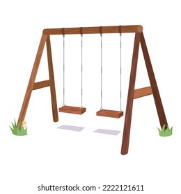 Swing vector illustration on white background. Swing is a facility for children to play in playgrounds and parks. Wooden swing is a popular facility in elementary school.