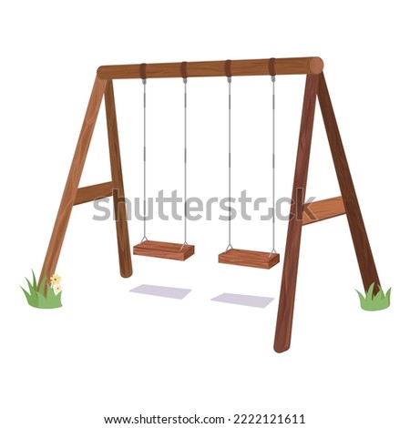 Swing vector illustration on white background. Swing is a facility for children to play in playgrounds and parks. Wooden swing is a popular facility in elementary school.