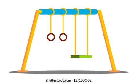 Swing Vector. Kindergarten Outside Park Playground. Isolated Flat Cartoon Illustration