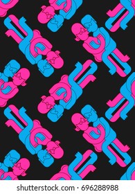 Swinger Party nahtloses Muster. Junge und Mädchen Sex-Ornament. Liebhaber küssen und umarmen. Gemütliche Leidenschaft. Hugs, sexy, Paar Hintergrund