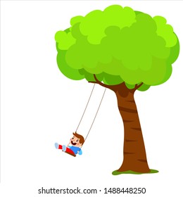 Swinging Cute Boy Tree Vectoral Illustration Stock Vector (Royalty Free ...