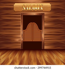 Swinging Doors Of Saloon, Western Background Vector 