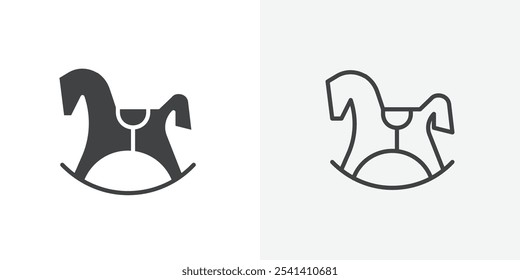 Ícone de cavalo oscilante plano e design de conjunto simples