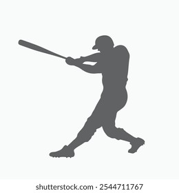 Swinging softball baseball player icon silhouette isolated on white