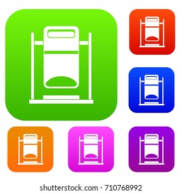 Swinging trashcan set icon in different colors isolated vector illustration. Premium collection