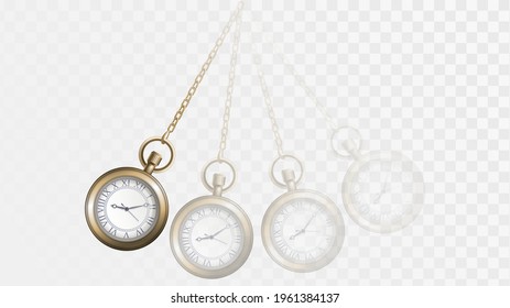 Swinging vintage gold watch on a chain