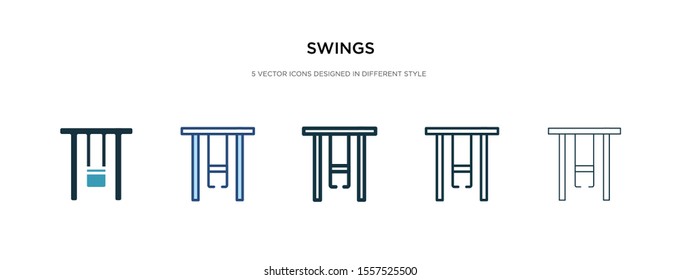 swings icon in different style vector illustration. two colored and black swings vector icons designed in filled, outline, line and stroke style can be used for web, mobile, ui